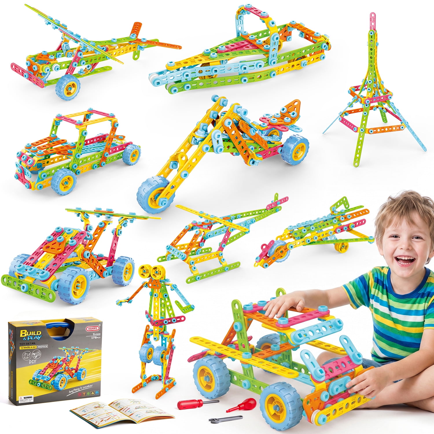 Lictin STEM Building Toys for Kids Ages 4-8, 10-in-1 Building Blocks ...