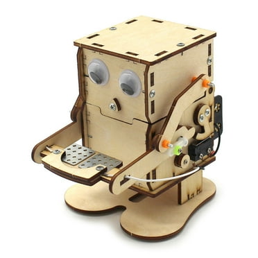 STEM Toys Wooden Robot Eating Coin DIY Educational Physics Experiment Toys for Kids