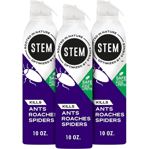 STEM for Ants, Roaches and Spiders: Plant-Based Active Ingredient, Botanical Spray for Indoor and Outdoor Use; 10 oz (Pack of 3)