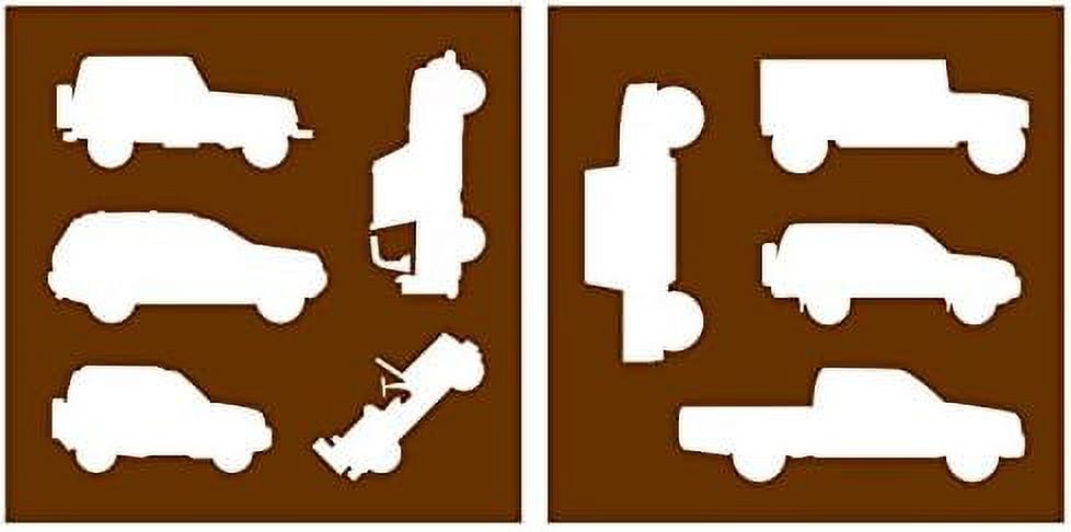 - STENCIL-TRUCKS-10 - Detailed Truck & Silhouette Stencil Set