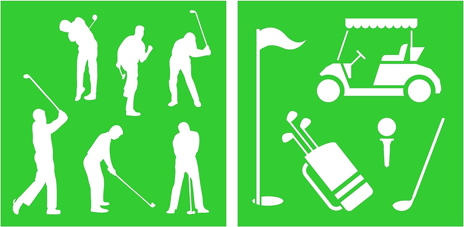 STENCILGOLF10 Golf Silhouettes Stencil Set Featuring Multiple Golfers