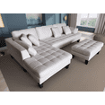 thumbnail image 1 of STENDMAR 3pc L Shape 120" Contemporary Cream Microfiber Sectional Sofa Chaise Ottoman S168LW, 1 of 5