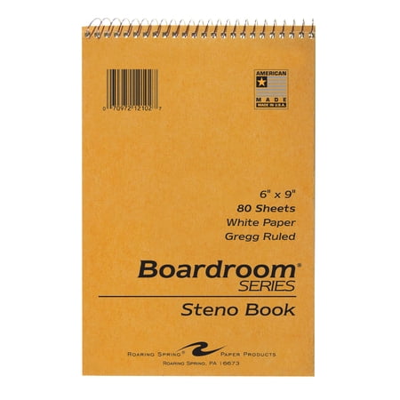 STENO WHITE 6"X9" GREGG RULED 80 SHT BROWN COV