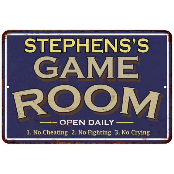 STEPHENS'S Blue Game Room Sign Metal Wall Decor 8x12 108120002434