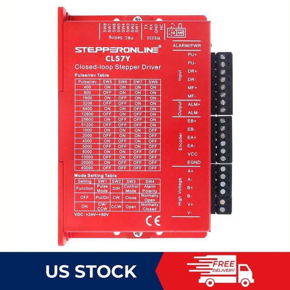 STEPPERONLINE Nema 23/24 Closed Loop Stepper Motor Driver 0-7.0A 24-50VDC CL57Y