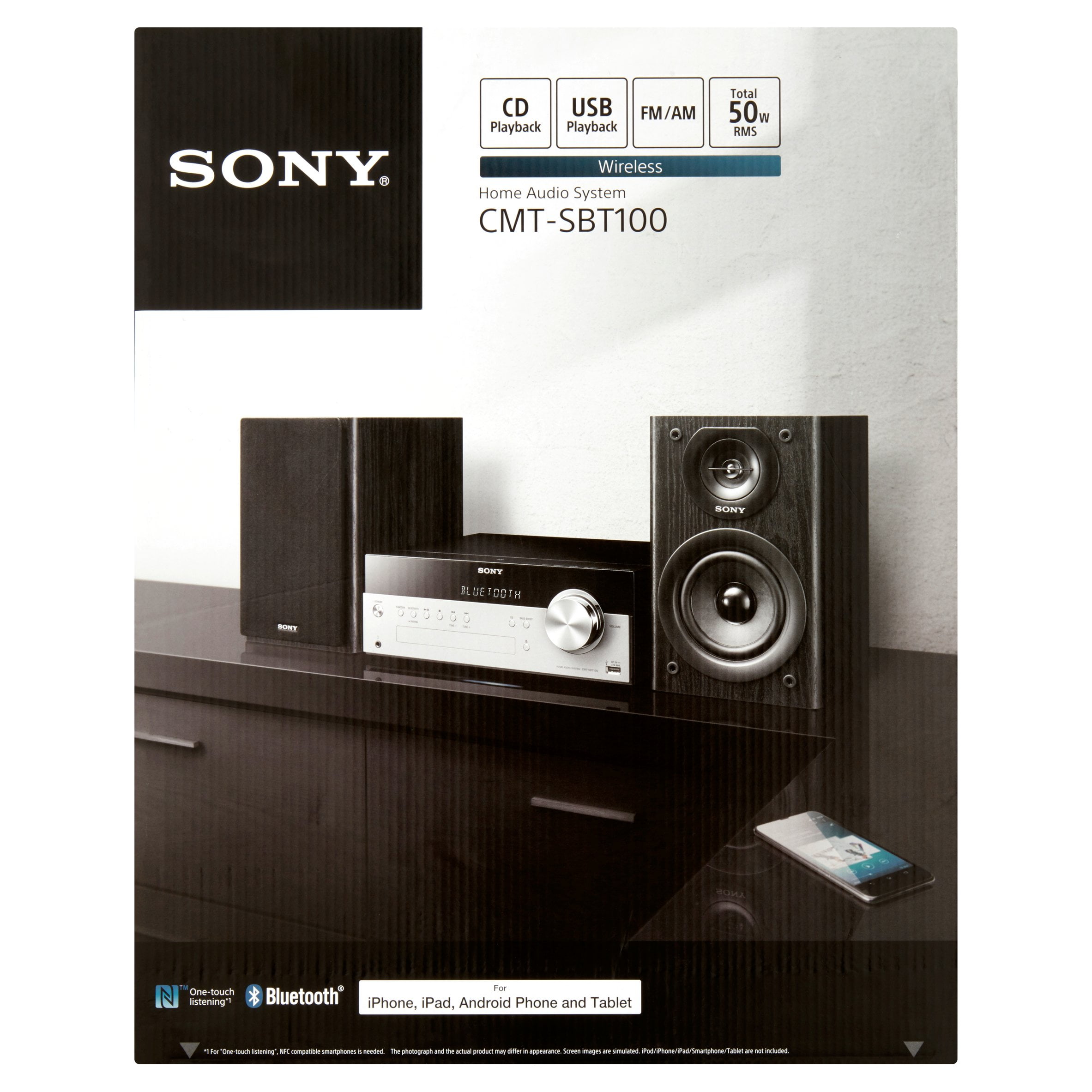 STEREO 50W BLUETOOTH MICRO MUSIC SYSTEM SONY BLACK