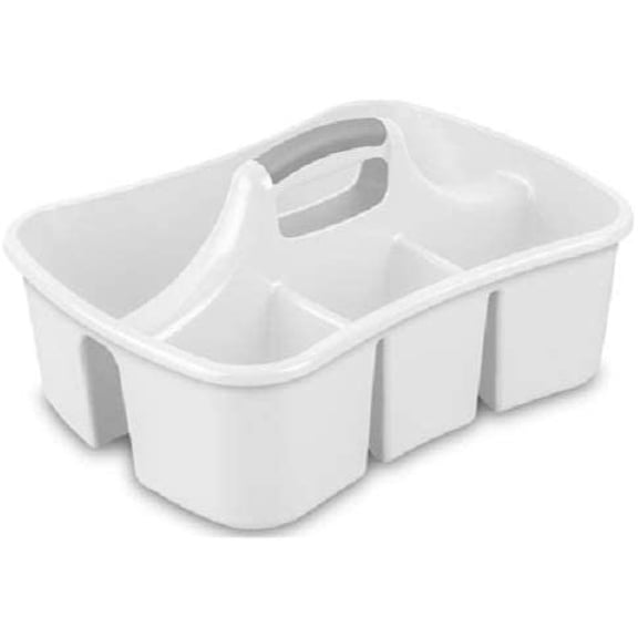 STERILITE 15888006 White 4 Compartment Cleaning Supplies Caddy - Quantity 7