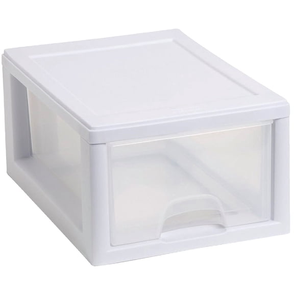 STFZ0 Storage Drawer - Stackable Plastic Storage Container - Single Piece, White