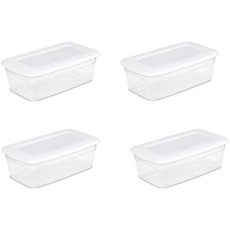 STERILITE 6-Quart Storage Bin Shoe Box - Clear 4 pack