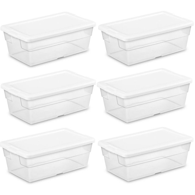 STERILITE 6-Quart Storage Bin Shoe Box - Clear (6) - Walmart.com