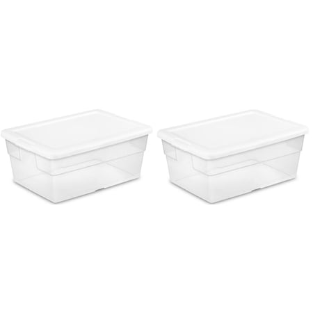 STERILITE Storage Box Set, Clear, 16-Qt., 2-Pk.