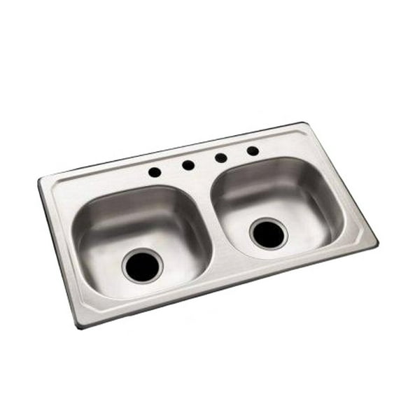 Sterling Plumbing Specialty Sink 14619-4-NA - Double Equal Bowl - 19 x 33 In, Stainless Steel