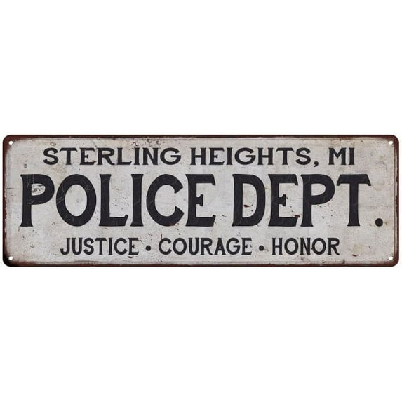 STERLING HEIGHTS, MI POLICE DEPT. Vintage Look Metal Sign Chic Decor 206180012191