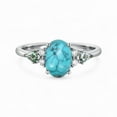 thumbnail image 1 of STERLING MINIMALIST 1.5ct Oval Turquoise Engagement Ring, Natural Moss Agate Bridal Ring, Diamond Promise Ring For Her, Christmas Gifts, December Birthstone, 1 of 5