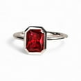 thumbnail image 1 of STERLING MINIMALIST 8X6MM Radiant Cut Red Ruby Ring, Solitaire Bezel Set Bridal Ring, Minimalist Statement Jewelry, July Birthstone Gemstone, 1 of 8