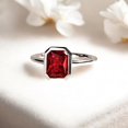 thumbnail image 1 of STERLING MINIMALIST Vintage Red Ruby Anniversary Ring Solitaire Engagement Ring Radiant Cut Gemstone July Birthstone Gift for Her, 1 of 6