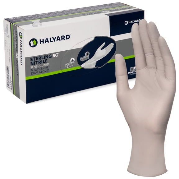 HALYARD STERLING SG Nitrile Powder-Free Exam Gloves, 3.7 mil, 9.5 Inches, Gray, X-Large, 41662 (Box of 230)
