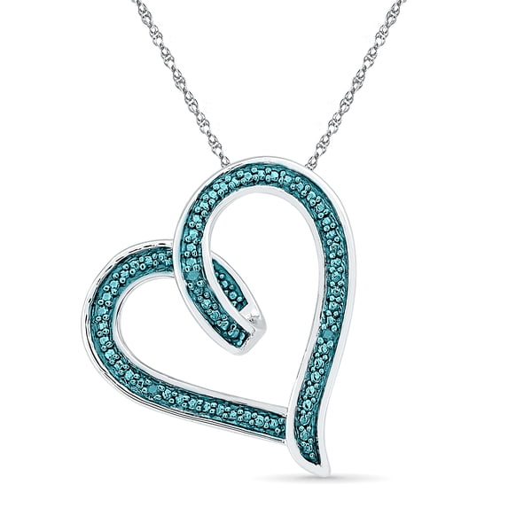 STERLING SILVER 0.01 CTTW BLUE DIAMOND FASHION PENDANT