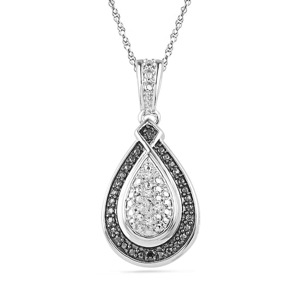 STERLING SILVER 0.03 CTTW WHITE & BLACK DIAMOND FASHION PENDANT