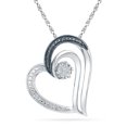 thumbnail image 1 of STERLING SILVER 0.03 CTTW WHITE & BLACK DIAMOND HEART PENDANT, 1 of 2