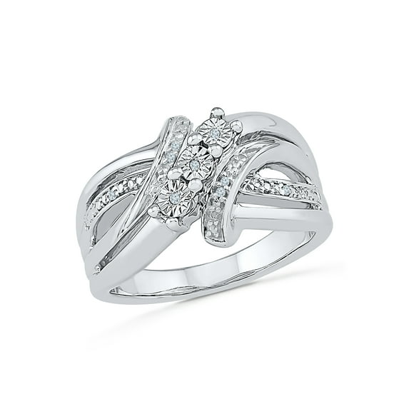 STERLING SILVER 0.03 CTTW WHITE DIAMOND FASHION RING