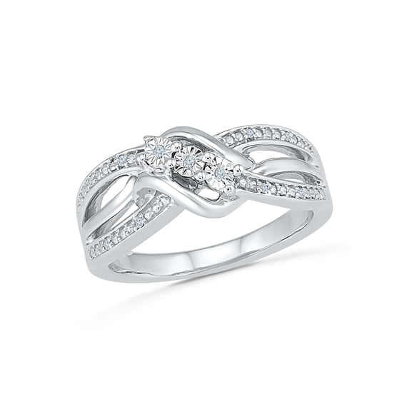STERLING SILVER 0.03 CTTW WHITE DIAMOND FASHION RING