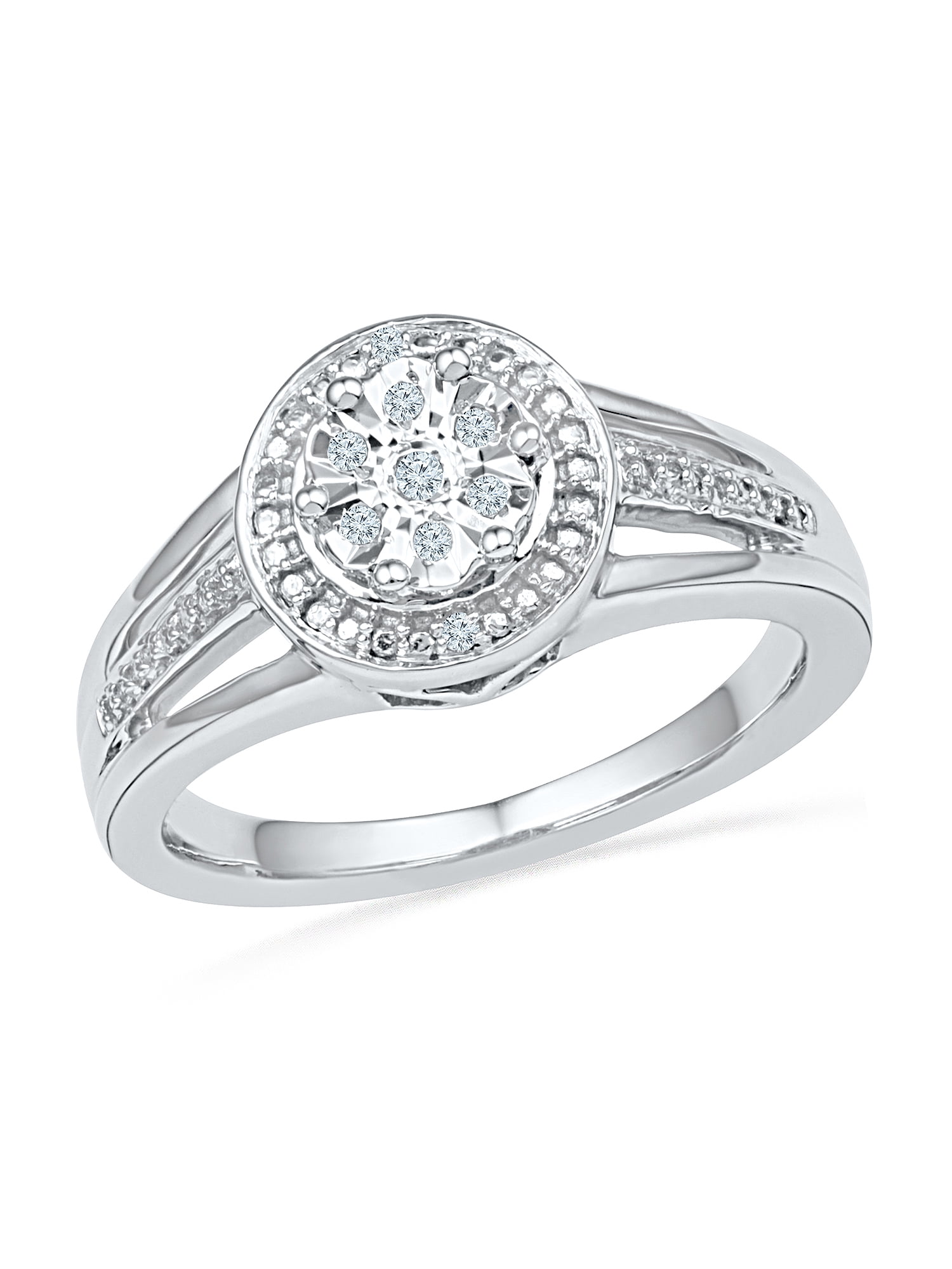 0.04 CTTW Sterling Silver White & Black Diamond Circle ring