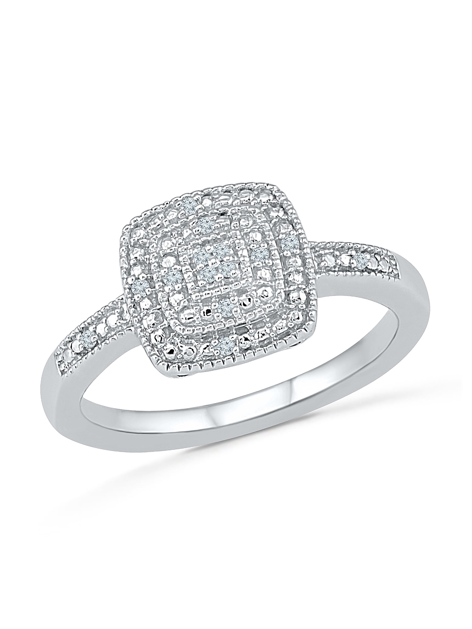 0.04 CTTW Sterling Silver White & Black Diamond Circle ring