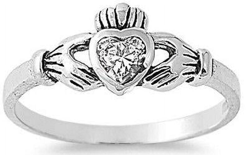 STERLING SILVER Baby RING W/CZ Faux Clear Claddagh Pinky Ring - Walmart.com