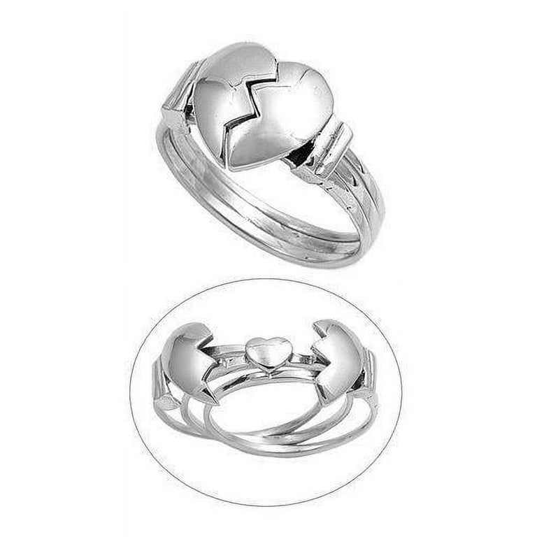 ■ENGBROX■ silver925 milky heart ring EBRG24009SV STERLING SILVER Broken Heart Ring open heart ring - Walmart.com