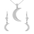 thumbnail image 1 of STERLING SILVER CRESCENT MOON PENDANT NECKLACE EARRING SET :  Pendant with 16" chain, 1 of 1