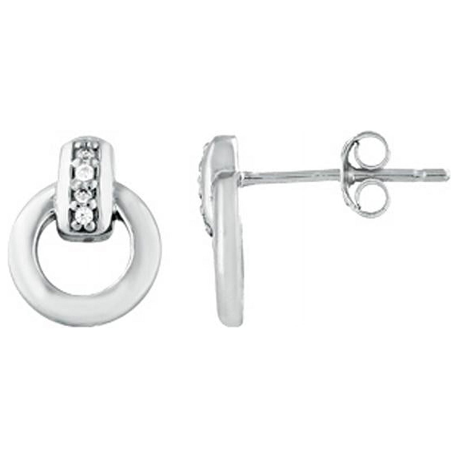 STERLING SILVER CZ DOOR KNOCKER STUD EARRINGS