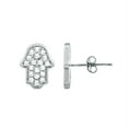 thumbnail image 1 of STERLING SILVER CZ HAMSA STUD EARRINGS, 1 of 1