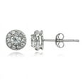 thumbnail image 1 of Sterling Silver CZ Round Halo Stud Earrings with Secure Post and Friction Backs, 1 of 1