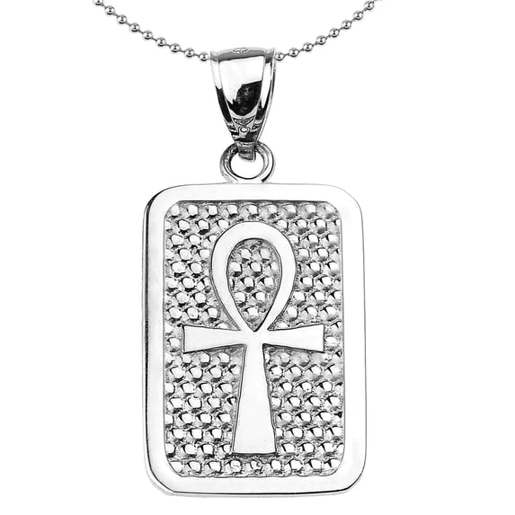 STERLING SILVER EGYPTIAN ANKH CROSS ENGRAVABLE PENDANT NECKLACE : Pendant with 18" chain