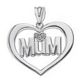 thumbnail image 1 of STERLING SILVER HEART OUTLINE HEART CZ MUM PENDANT NECKLACE - Pendant with 22" chain, 1 of 1