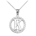 thumbnail image 1 of STERLING SILVER "K" INITIAL IN ROPE CIRCLE PENDANT NECKLACE - Pendant with 22" chain, 1 of 1