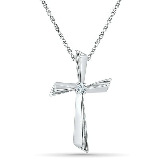 STERLING SILVER LAB CREATED WHITE SAPPHIRE CROSS PENDANT