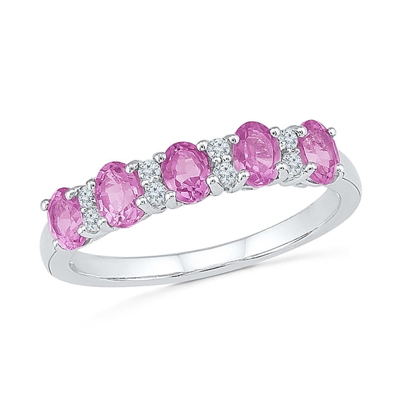 STERLING SILVER LAB CREATED WHITE SAPPHIRE & LAB CREATED PINK SAPPHIRE FASHION RING