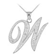 thumbnail image 1 of STERLING SILVER LETTER SCRIPT "W" CZ INITIAL NECKLACE :  Pendant with 20" chain, 1 of 1