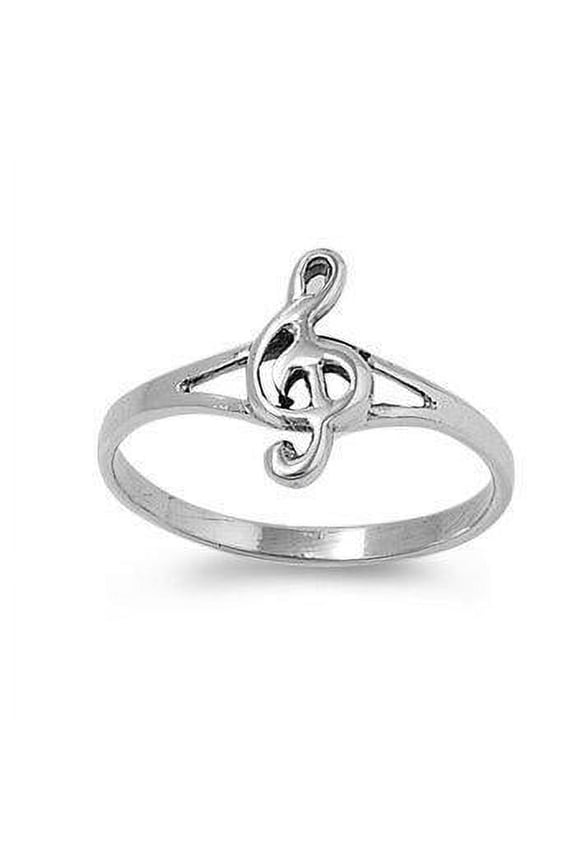 STERLING SILVER MUSIC NOTE G-CLEF RING