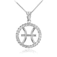 thumbnail image 1 of STERLING SILVER PISCES ZODIAC SIGN IN CIRCLE ROPE PENDANT NECKLACE :  Pendant with 16" chain, 1 of 1