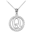 thumbnail image 1 of STERLING SILVER "Q" INITIAL IN ROPE CIRCLE PENDANT NECKLACE - Pendant with 20" chain, 1 of 1