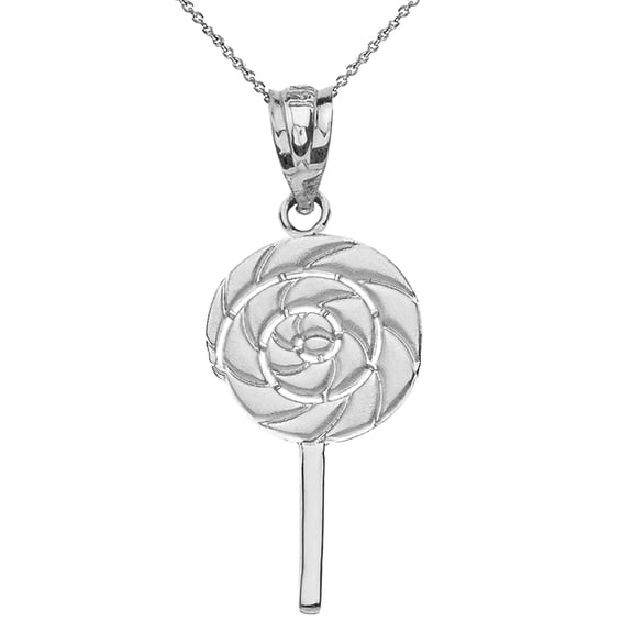 STERLING SILVER RETRO CANDY SWIRL LOLLIPOP PENDANT NECKLACE :  Pendant with 16" chain