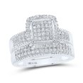 thumbnail image 1 of STERLING SILVER ROUND DIAMOND SQUARE MATCHING WEDDING RING SET 7/8 CTTW, 1 of 3
