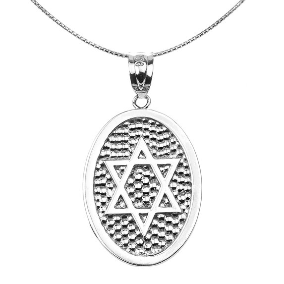 STERLING SILVER STAR OF DAVID ENGRAVABLE OVAL PENDANT NECKLACE : Pendant with 18" chain
