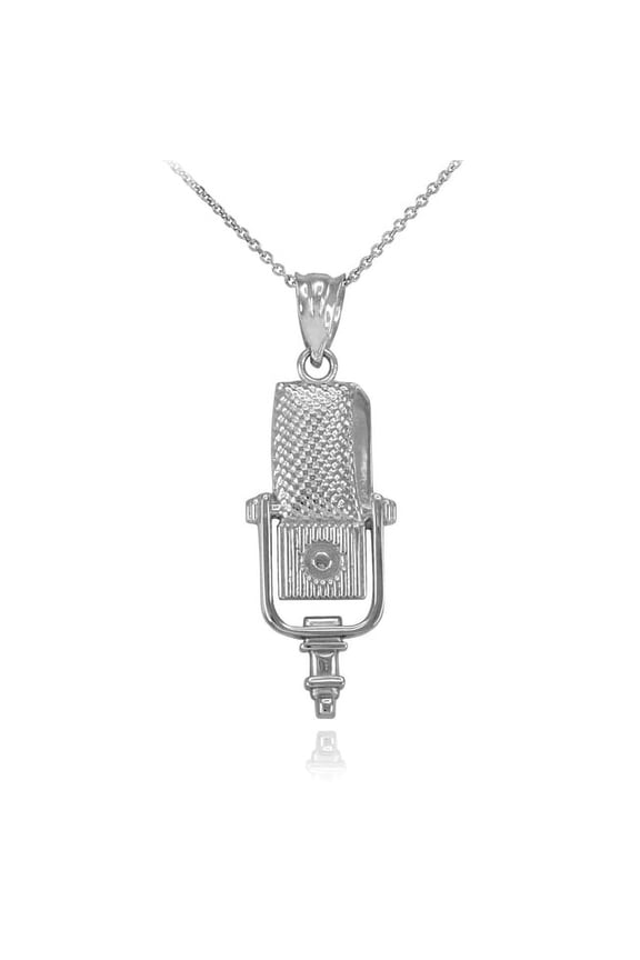 STERLING SILVER STUDIO MICROPHONE PENDANT NECKLACE :  Pendant with 22" chain