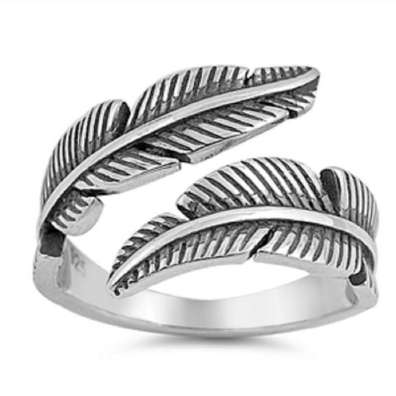 STERLING SILVER Spoon Feather bypass ring