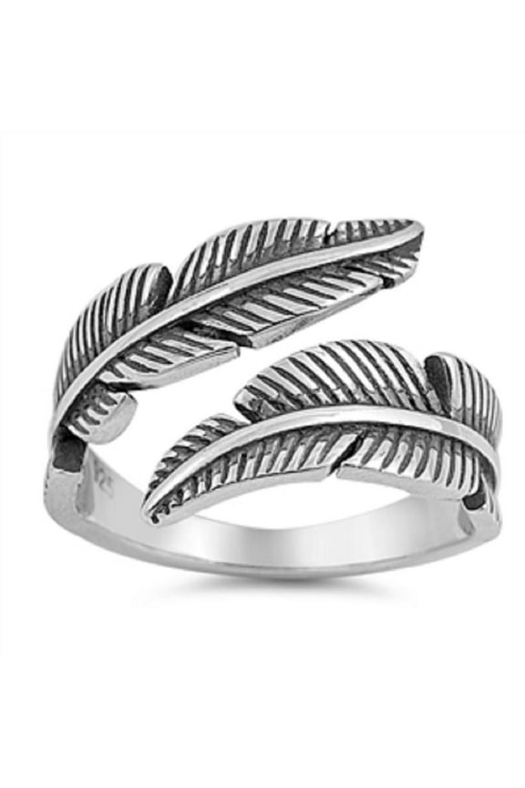 STERLING SILVER Spoon Feather bypass ring