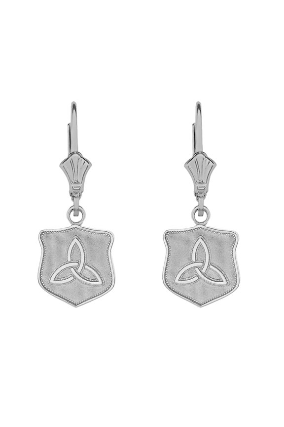 STERLING SILVER TRINITY SHIELD TRIQUETRA CELTIC KNOT EARRING SET